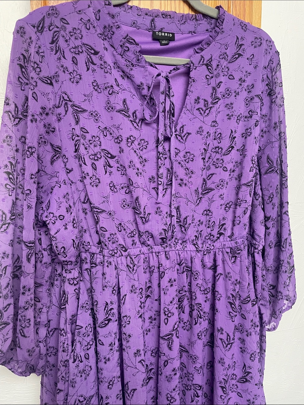 torrid Purple Floral Tie-Front Midi Dress L35